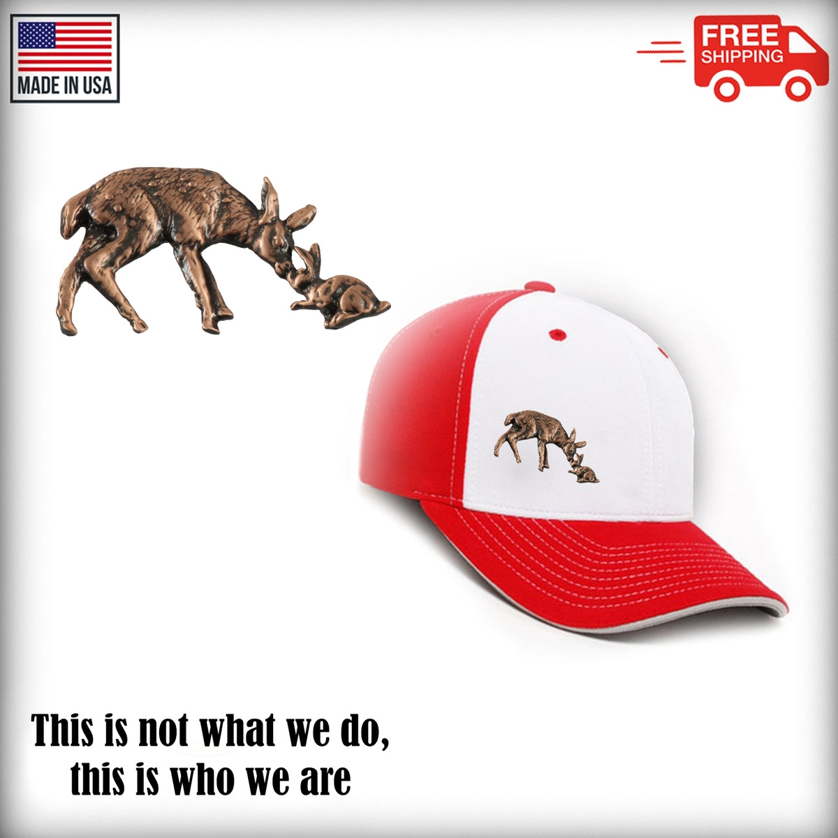Deer With Rabbit Pin M024