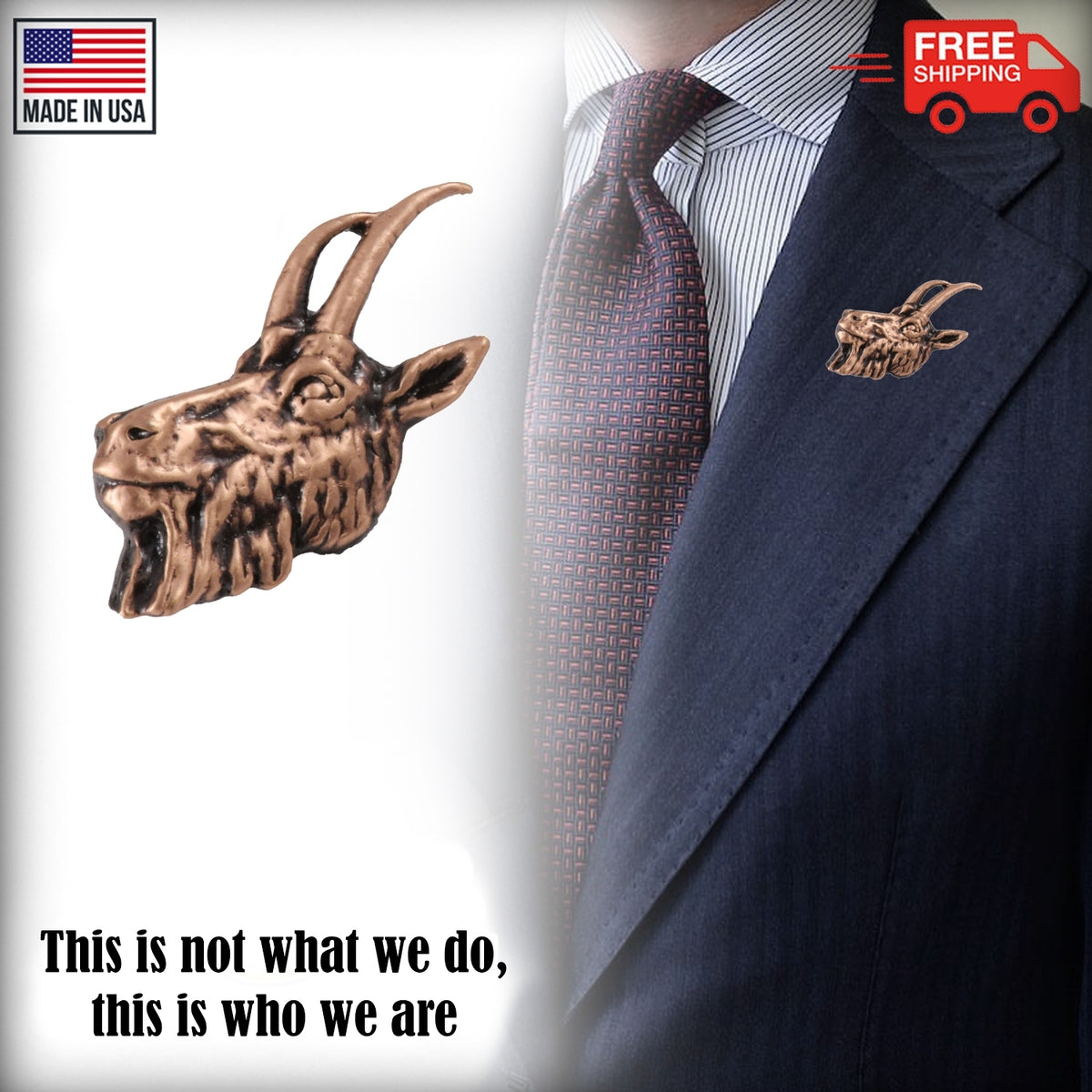 Mountain Goat Head Pin M028