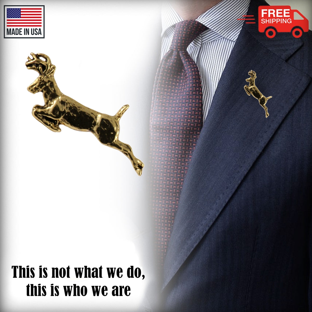 Whitetail Deer Leaping Small Pin M006