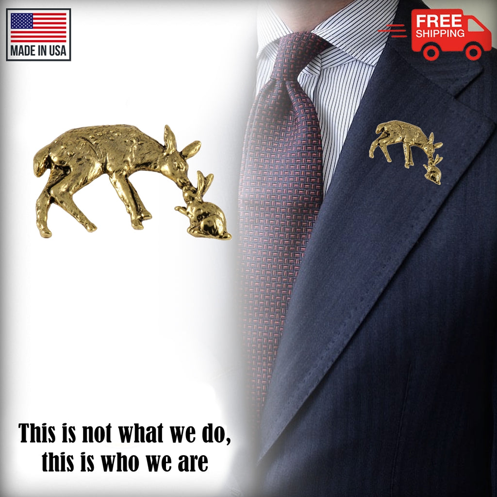 Deer With Rabbit Pin M024