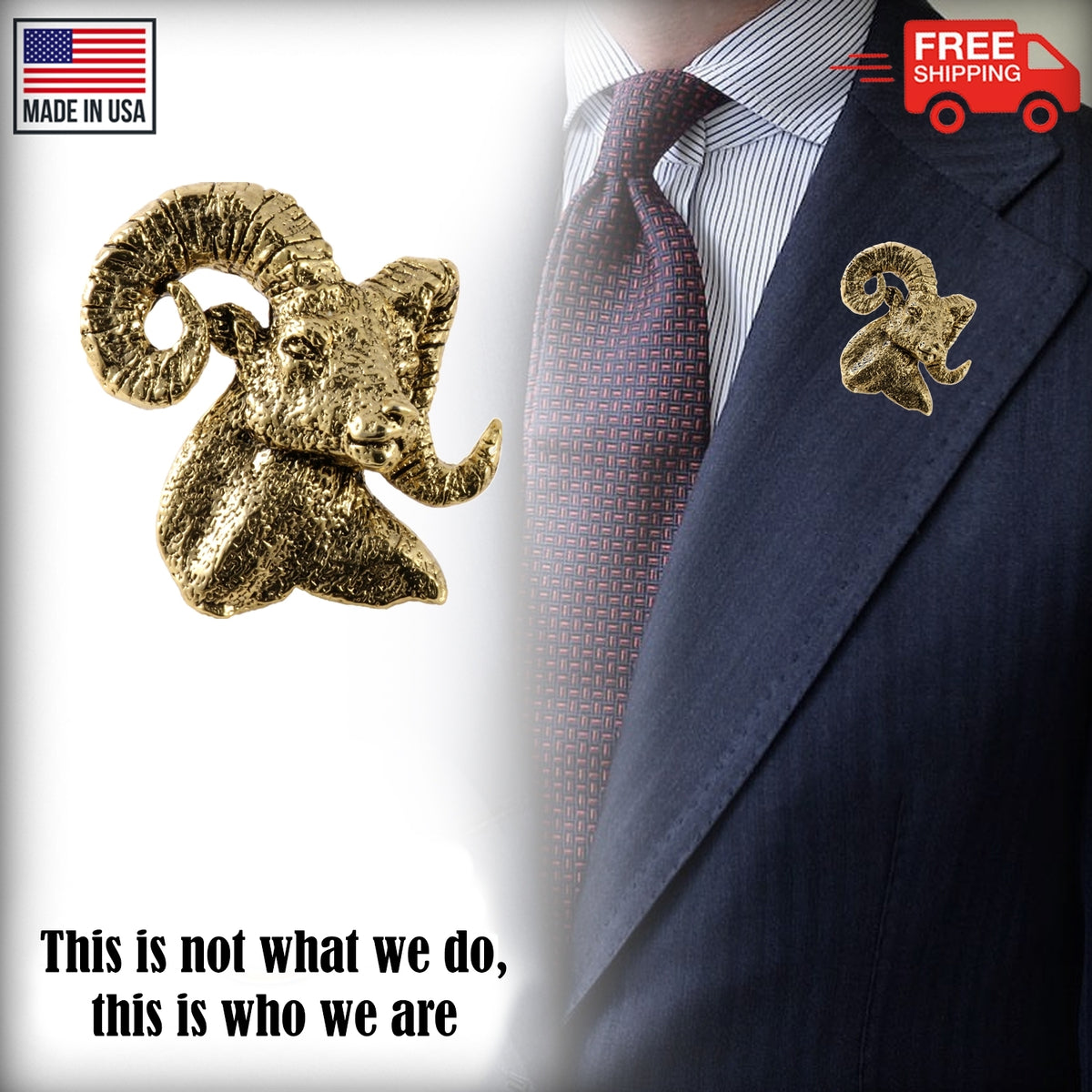 Bighorn Sheep Head Premium Pin M026PR