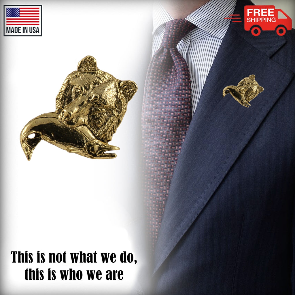 Brown Bear Salmon Pin M037