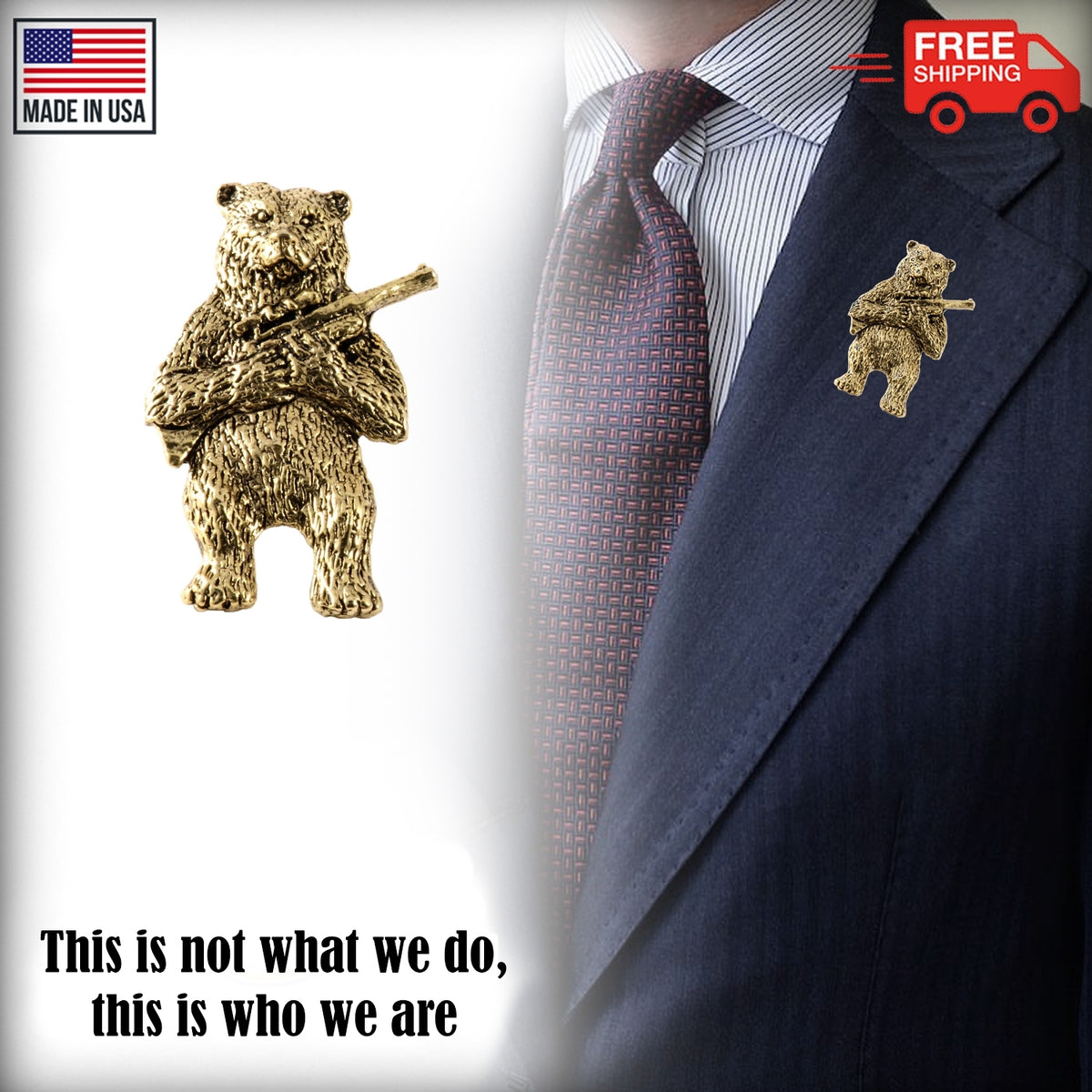 Bear With Gun Pin M039PR