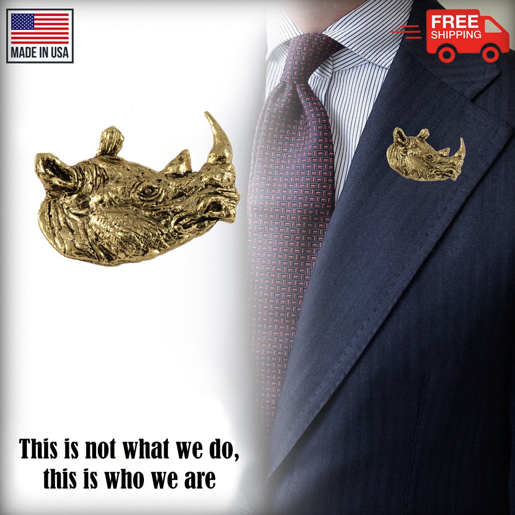 Rhinoceros Head Premium Pin M104PR