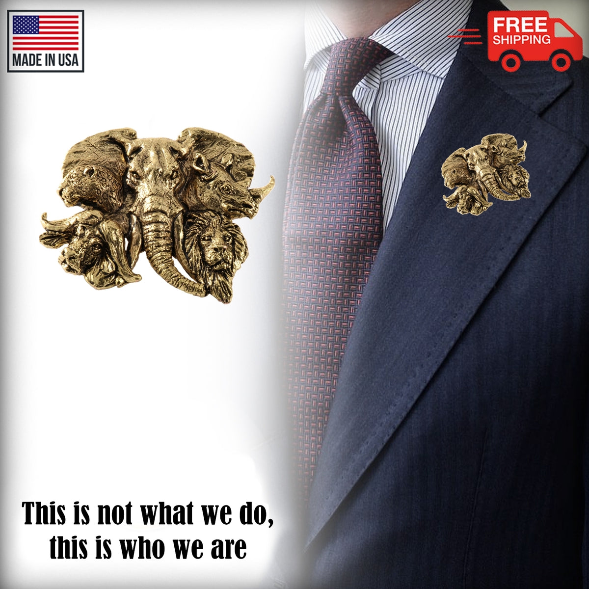 Africa Big 5 Heads Premium Pin M120PR