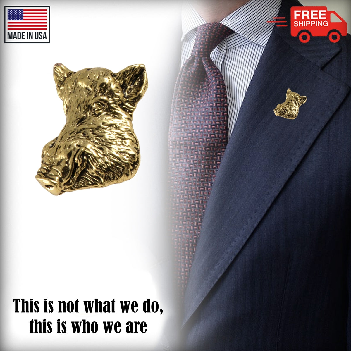 Wild Boar Head Pin M158