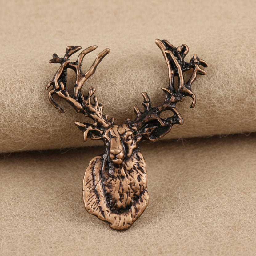 Non Typical Antlered Deer Pin - Copper Plated Finish