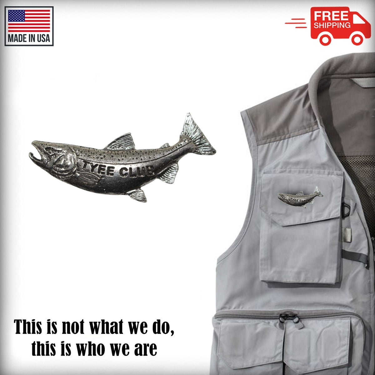Pewter King Salmon Tyee Club Pin P318