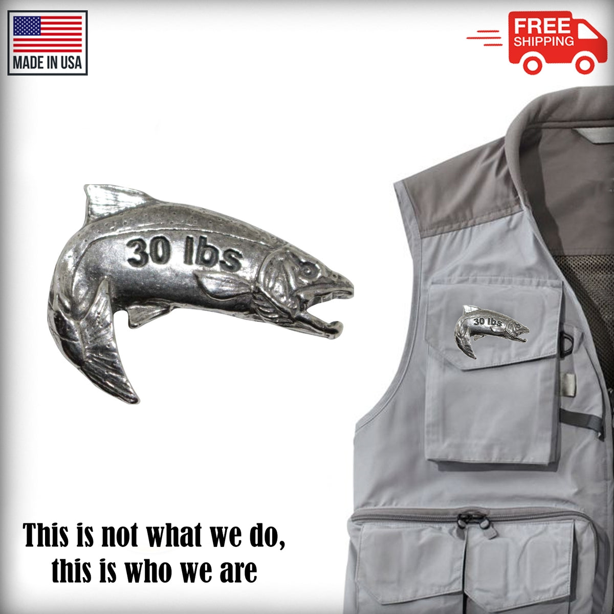 Pewter King Salmon 30Lb Leaping Pin P322