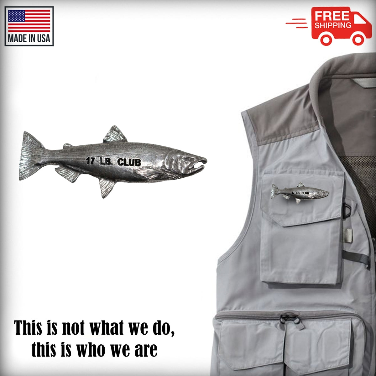 Pewter Coho Salmon 17Lb Pin P336