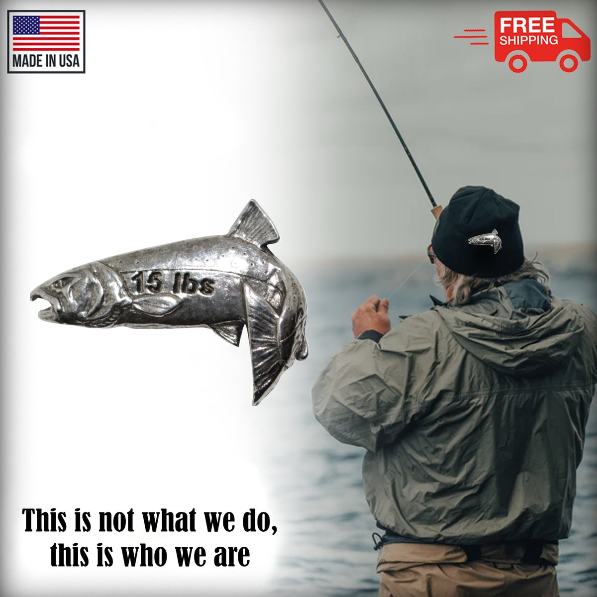 Pewter Coho Salmon 15Lb Leaping Pin P340