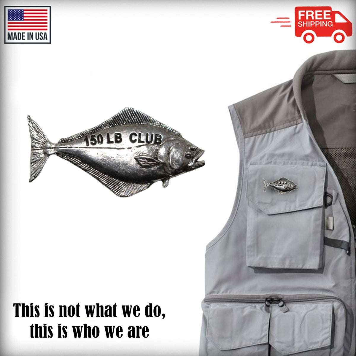 Pewter Halibut 150Lb Pin P358