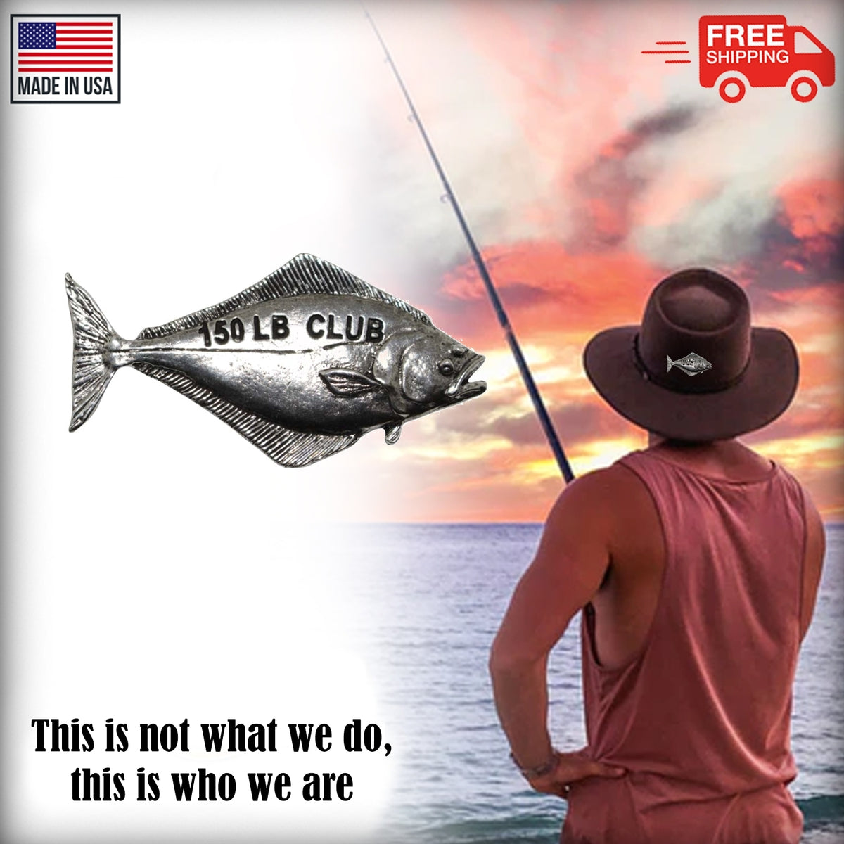 Pewter Halibut 150Lb Pin P358