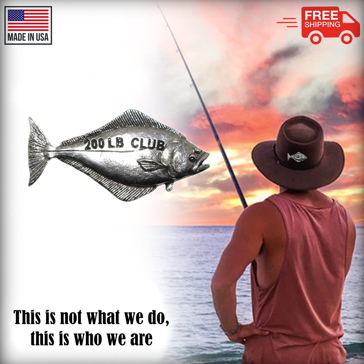 Pewter Halibut 200Lb Pin P360