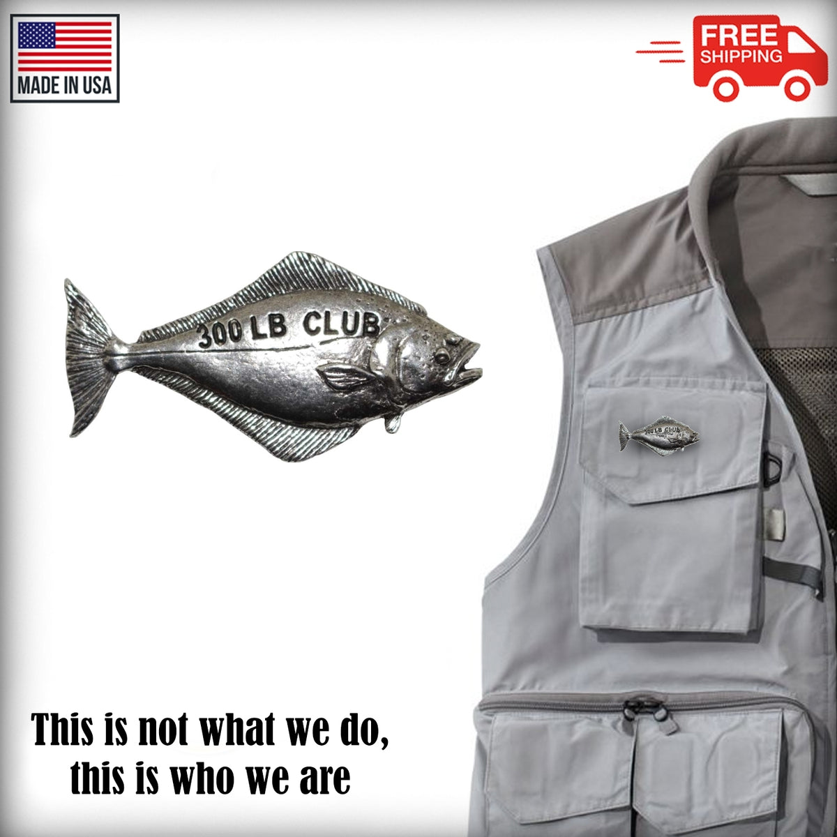 Pewter Halibut 300Lb Pin P364