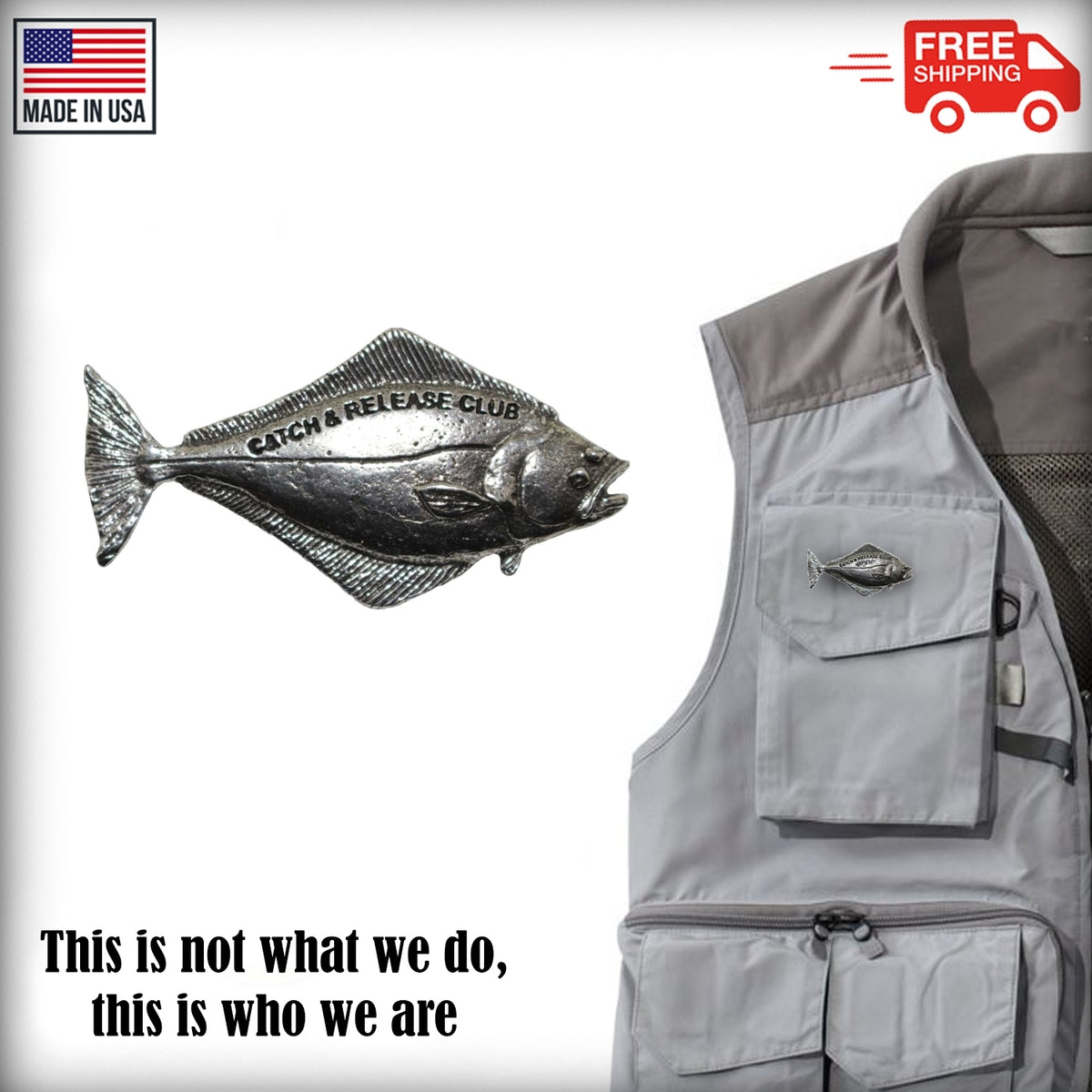 Pewter Catch & Release - Halibut Pin P370