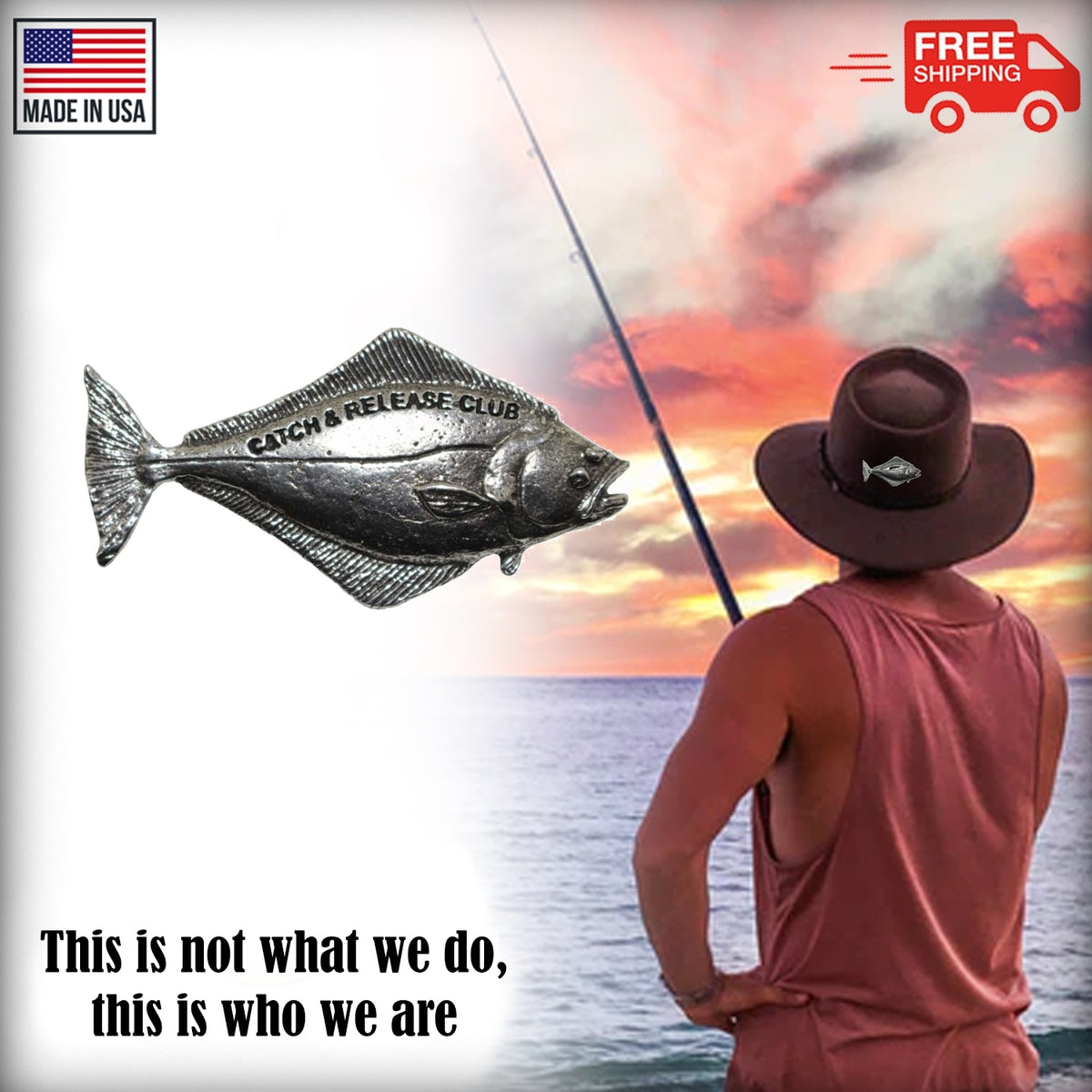 Pewter Catch & Release - Halibut Pin P370