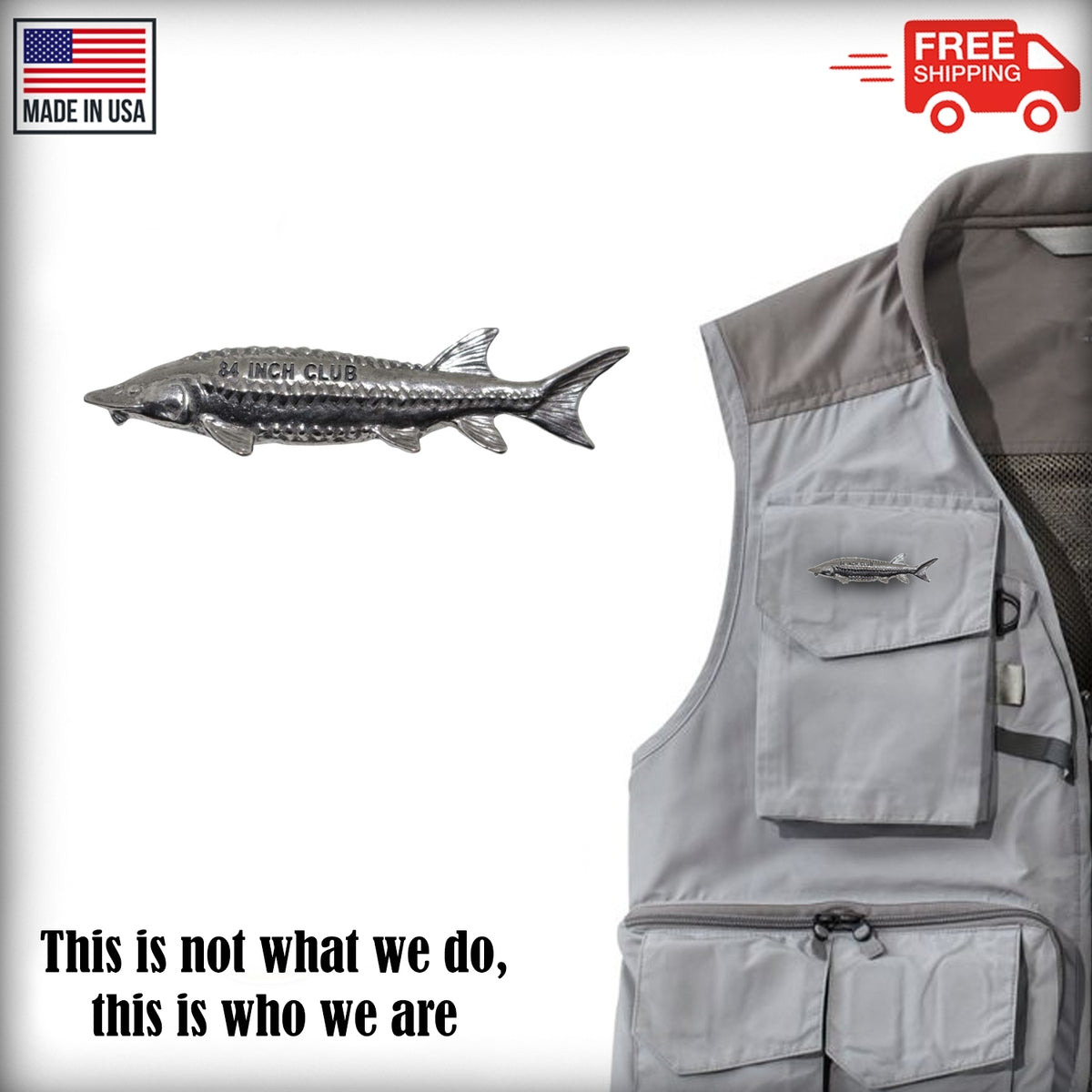 Pewter Sturgeon 84'' Club Pin P394