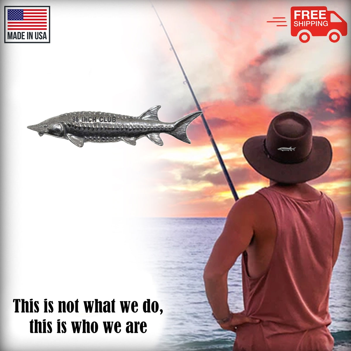 Pewter Sturgeon 96'' Club Pin P396
