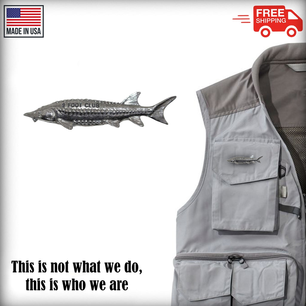 Pewter Sturgeon 9 Foot Club Pin P398