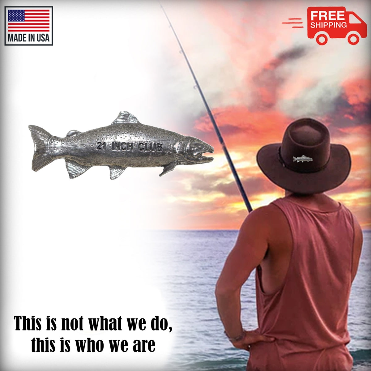 Pewter Rainbow Trout 21'' Club Pin P422