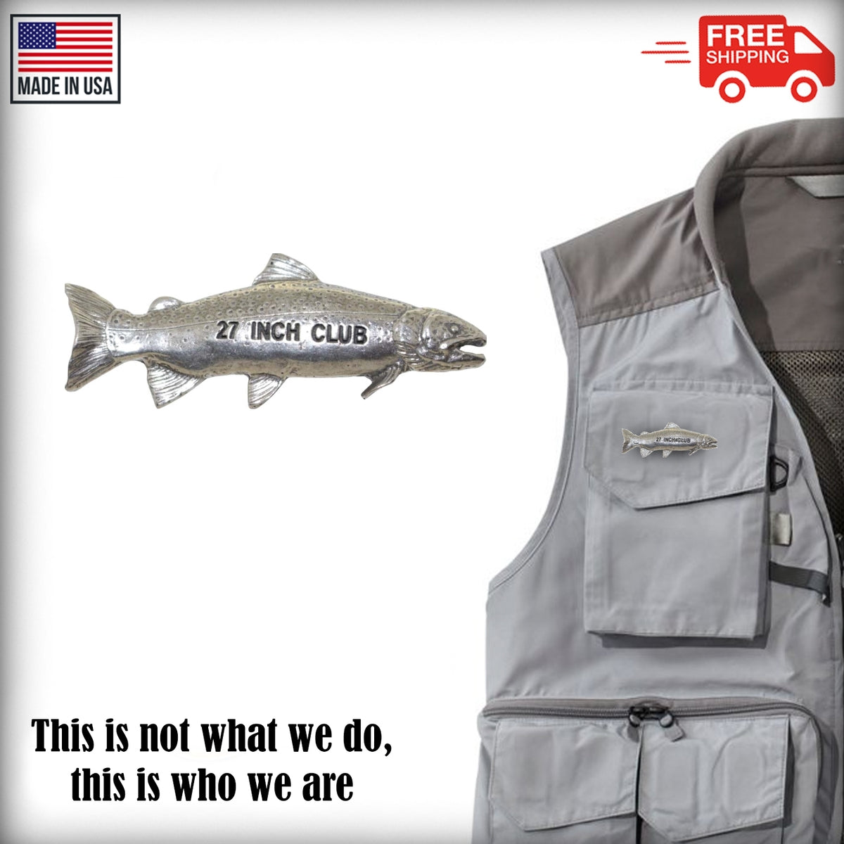 Pewter Rainbow Trout 27'' Club Pin P428