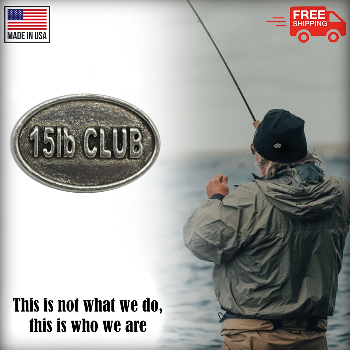 Pewter 15Lb Club Oval Pin P820