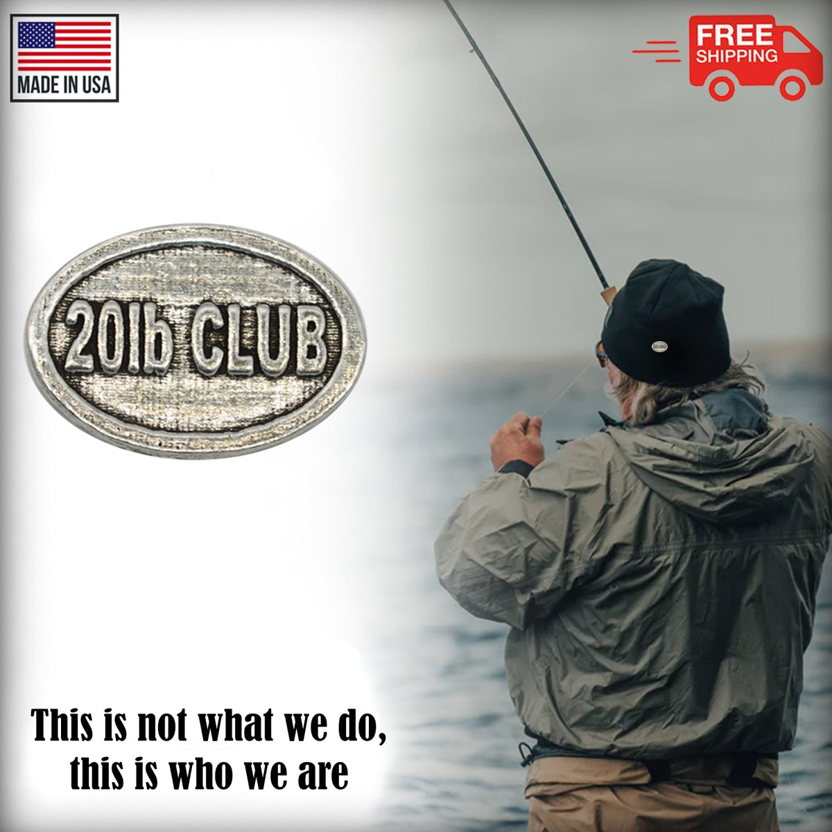 Pewter 20Lb Club Oval Pin P824