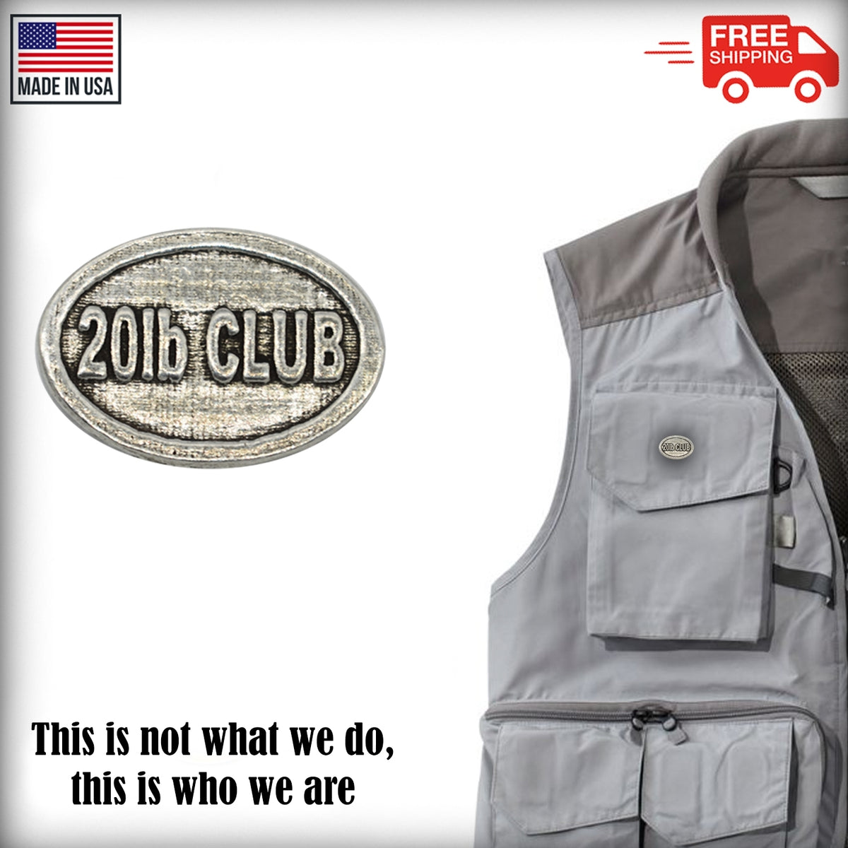 Pewter 20Lb Club Oval Pin P824