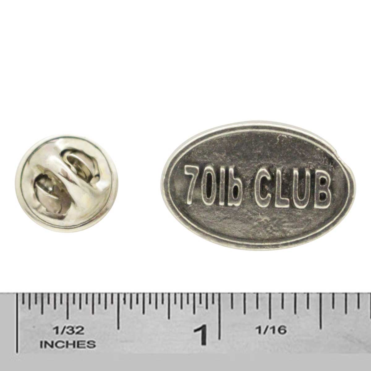Pewter 70Lb Club Oval Pin P836