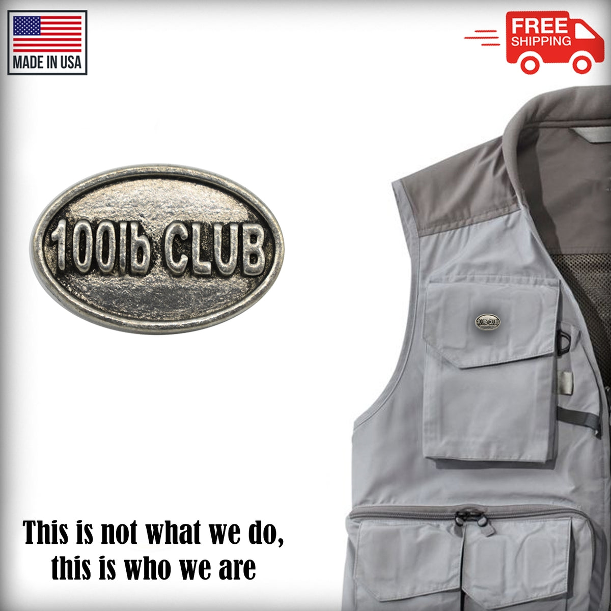 Pewter 100Lb Club Oval Pin P840