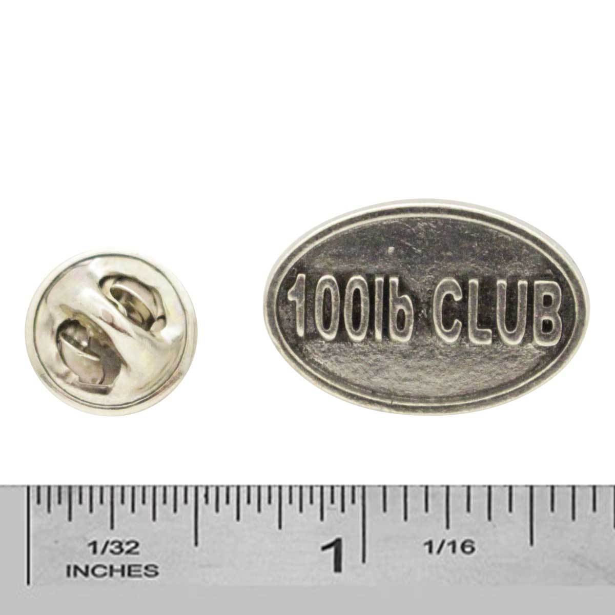 Pewter 100Lb Club Oval Pin P840
