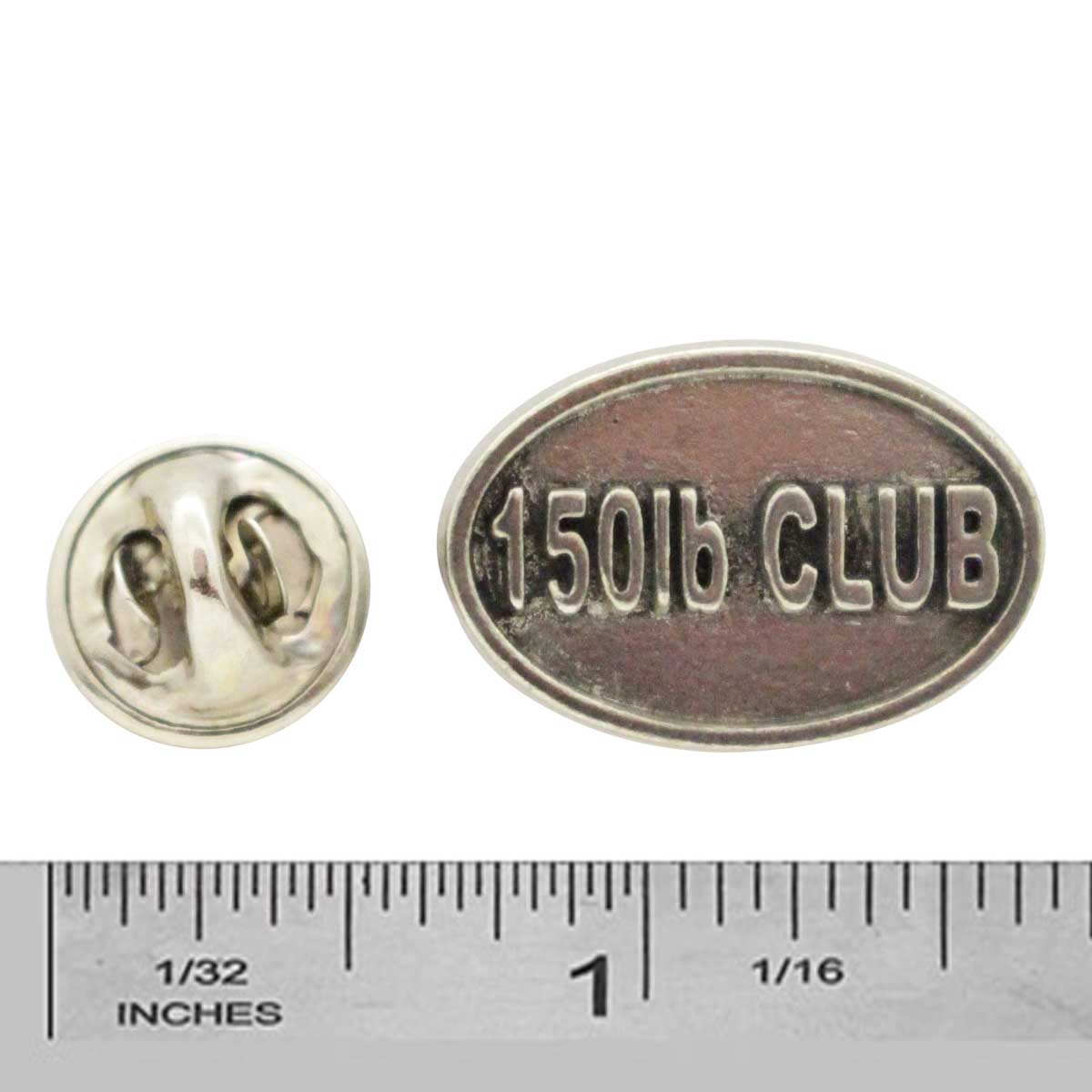 Pewter 150Lb Club Oval Pin P842
