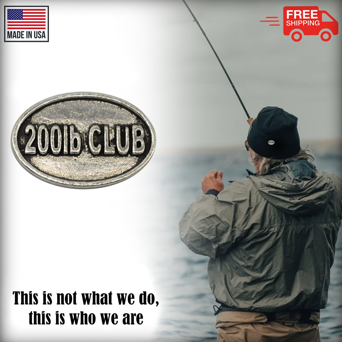 Pewter 200Lb Club Oval Pin P844