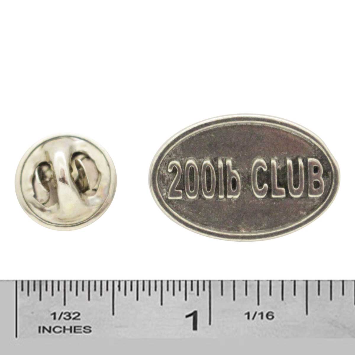Pewter 200Lb Club Oval Pin P844