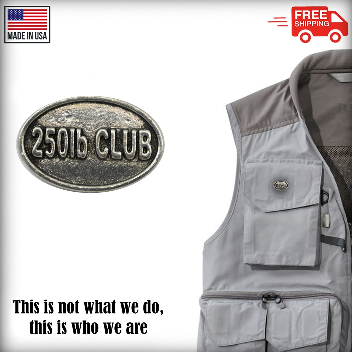 Pewter 250Lb Club Oval Pin P846
