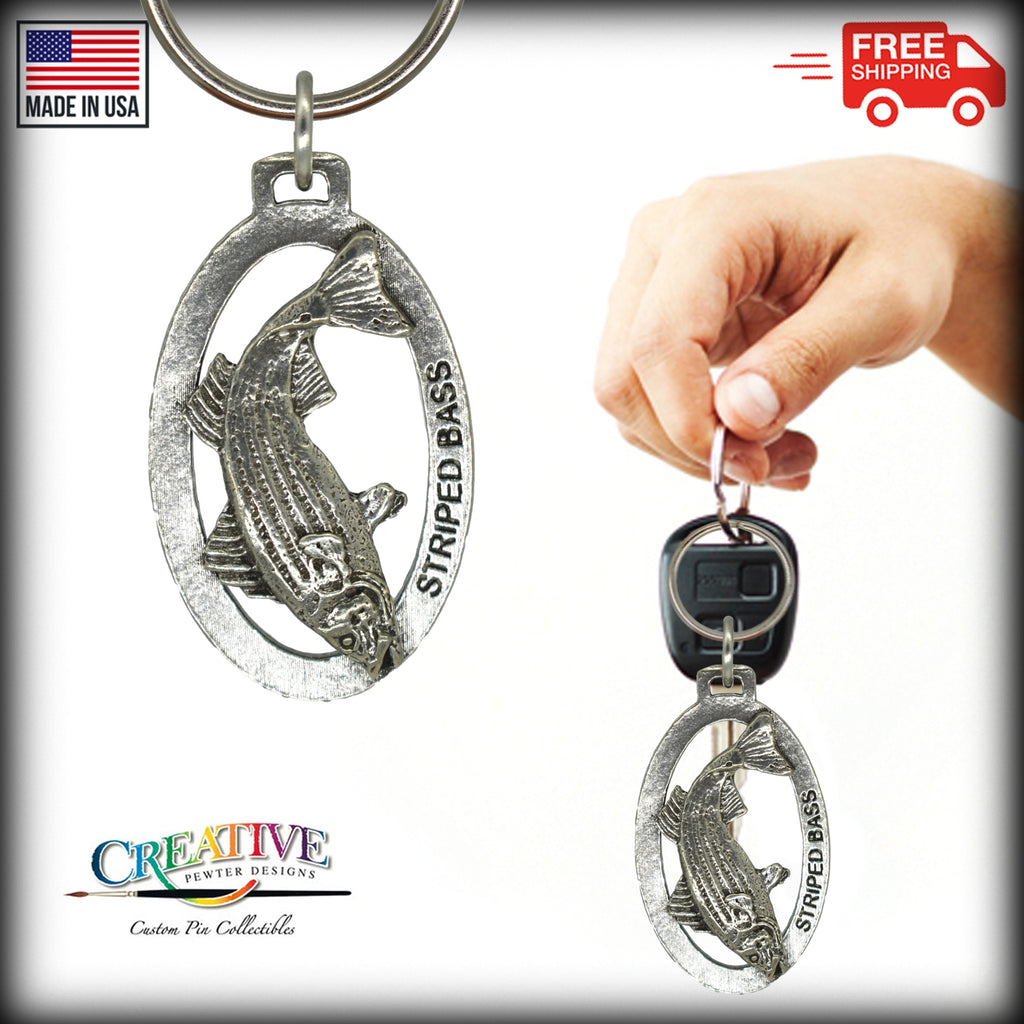 Striped Bass Leaping Keychain S052KC