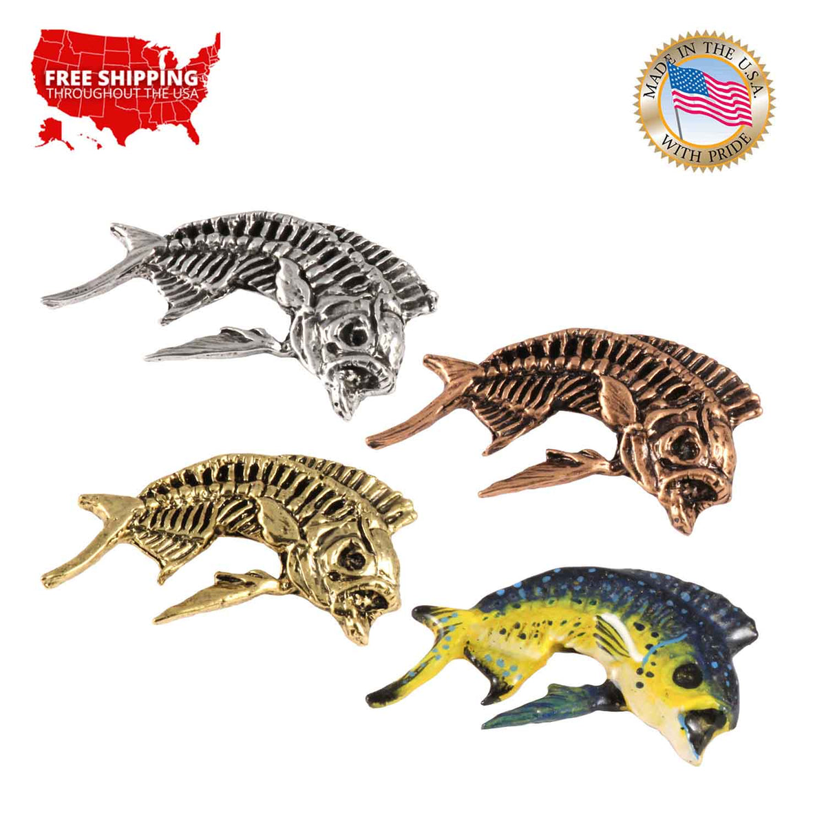 Dorado Skeleton Fish Pin S145