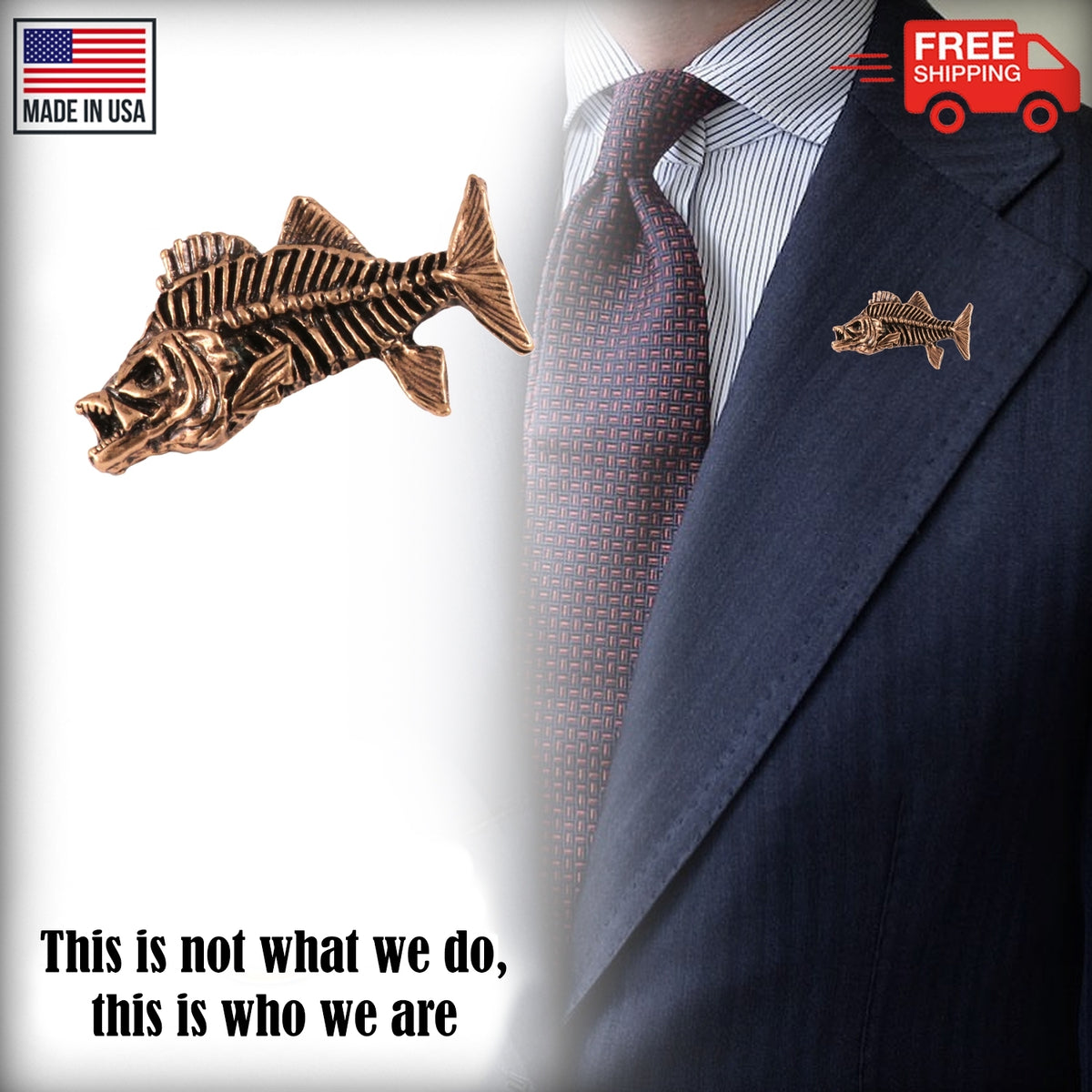 Striped Bass Skeleton Fish Pin S146